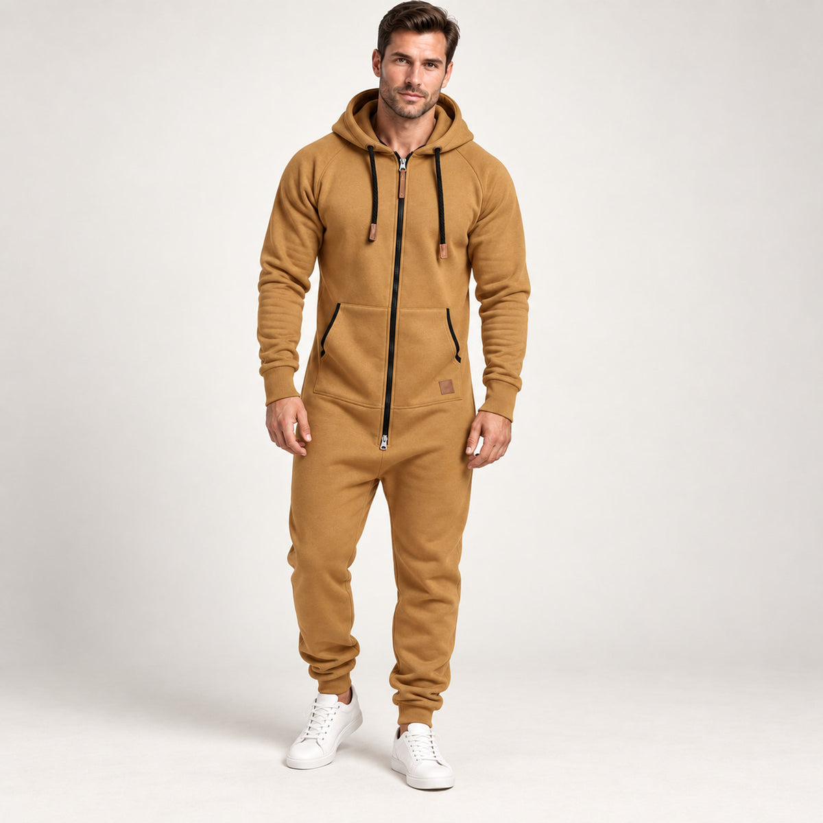 Men’s Full-Zip Hooded Jumpsuit – Relaxed One-Piece Outfit