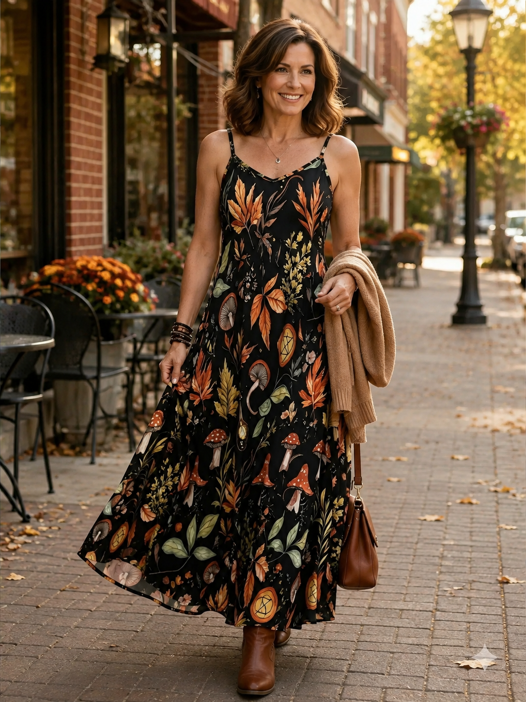 Women's Boho Printed Adjustable-Strap Maxi Dress – Sizes S–5XL