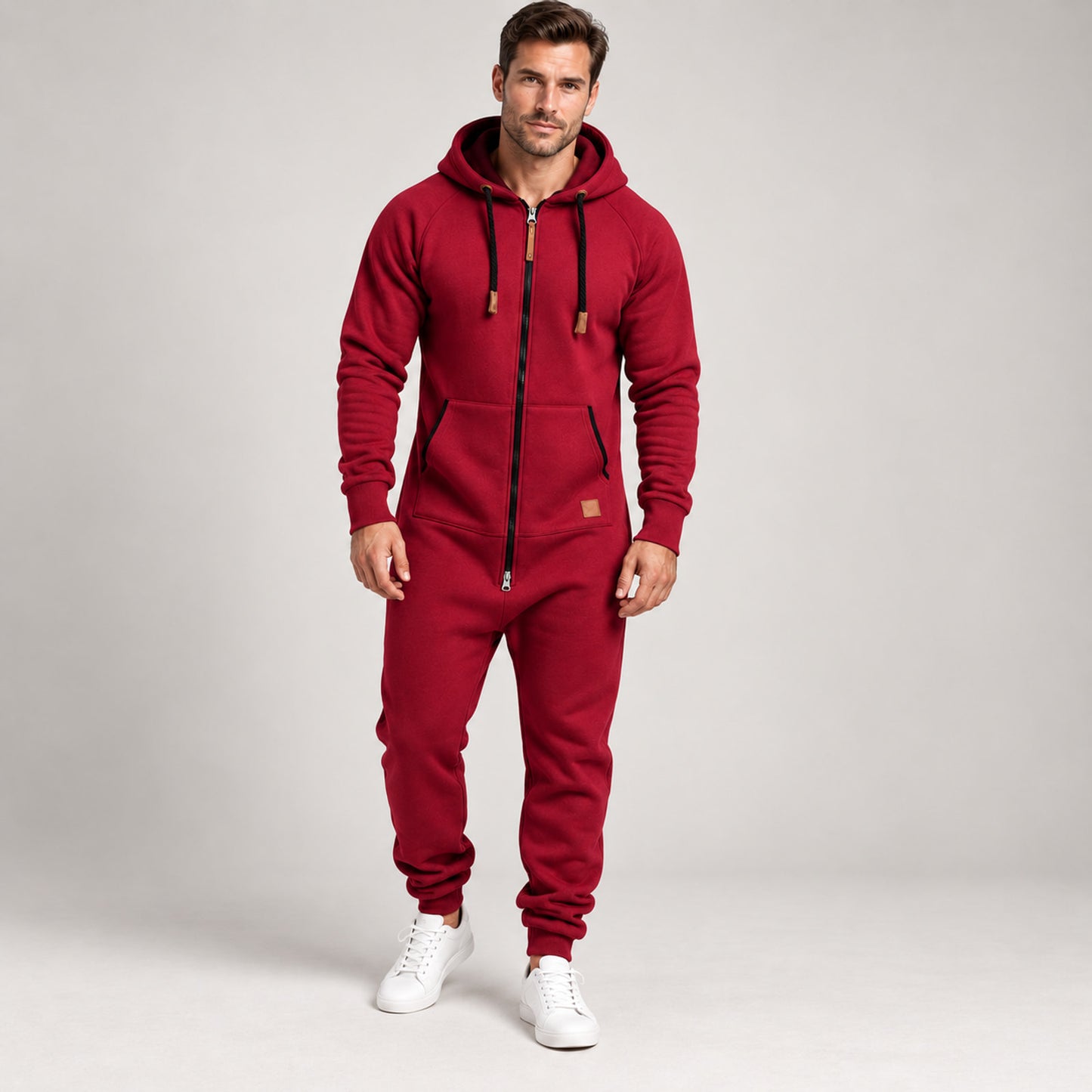 Men’s Full-Zip Hooded Jumpsuit – Relaxed One-Piece Outfit