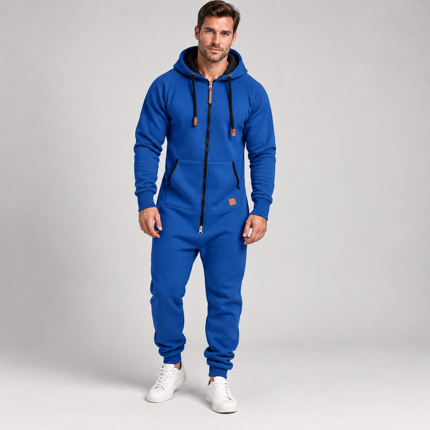 Men’s Full-Zip Hooded Jumpsuit – Relaxed One-Piece Outfit