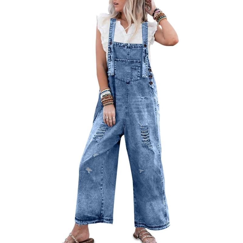 Women’s Relaxed-Fit Denim Overalls with Adjustable Straps