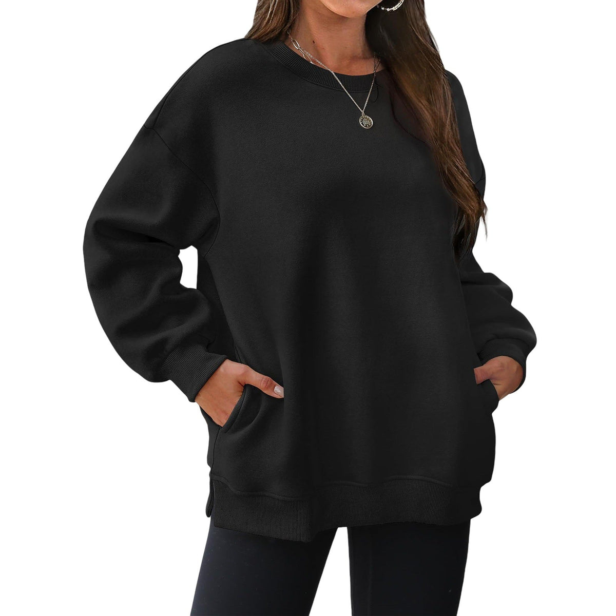 Women's long-sleeve sweatshirt with fleece lining and extra thickness