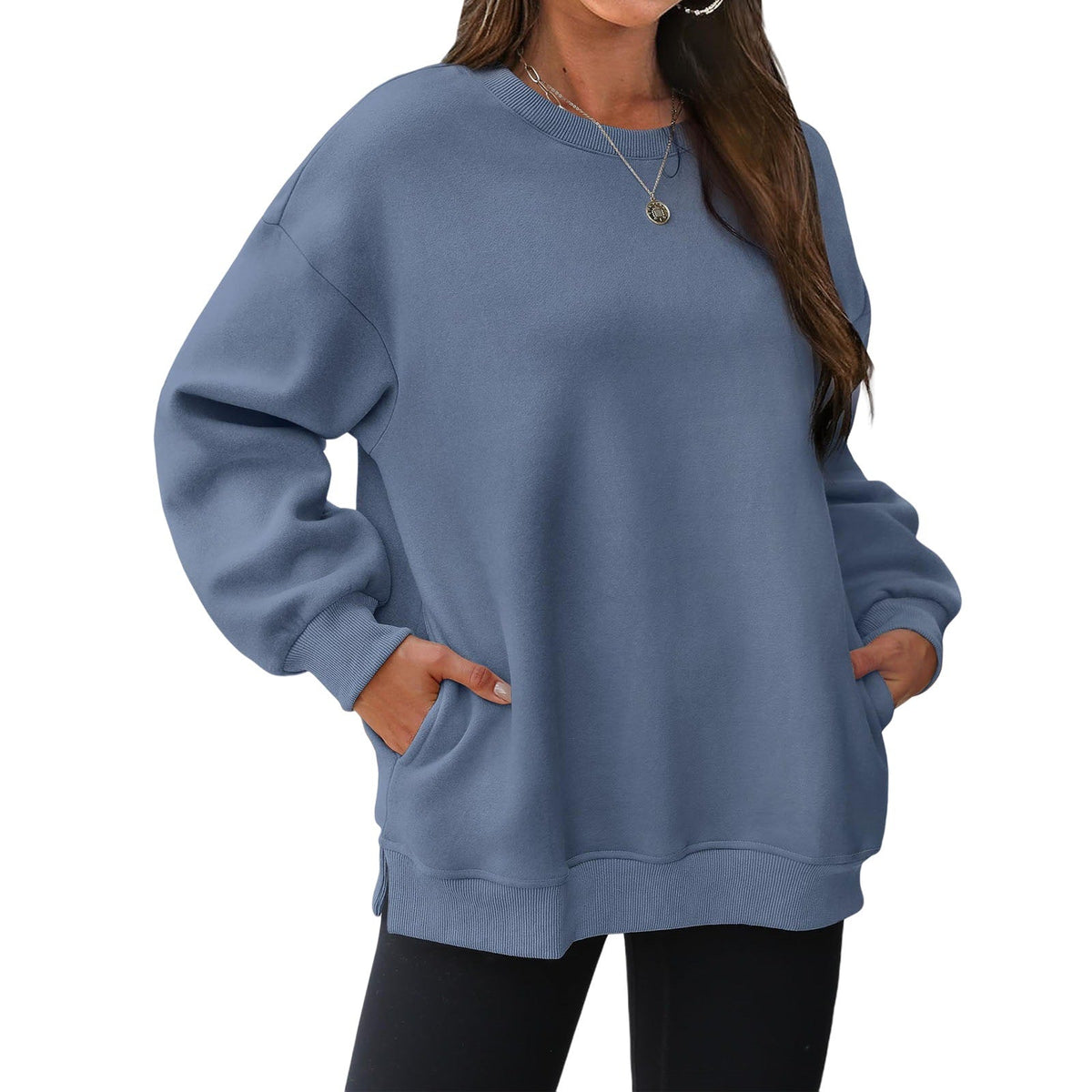 Women's long-sleeve sweatshirt with fleece lining and extra thickness