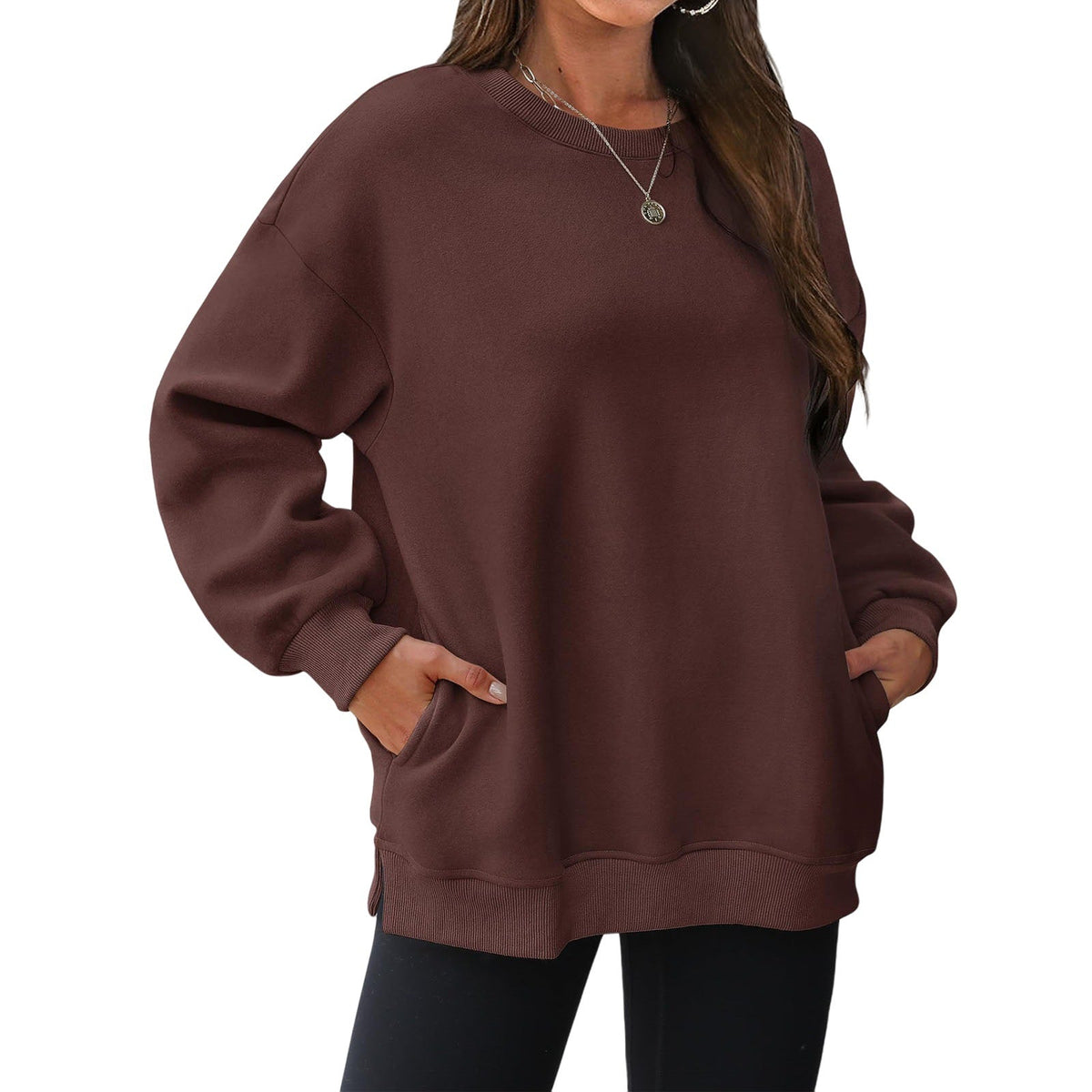 Women's long-sleeve sweatshirt with fleece lining and extra thickness