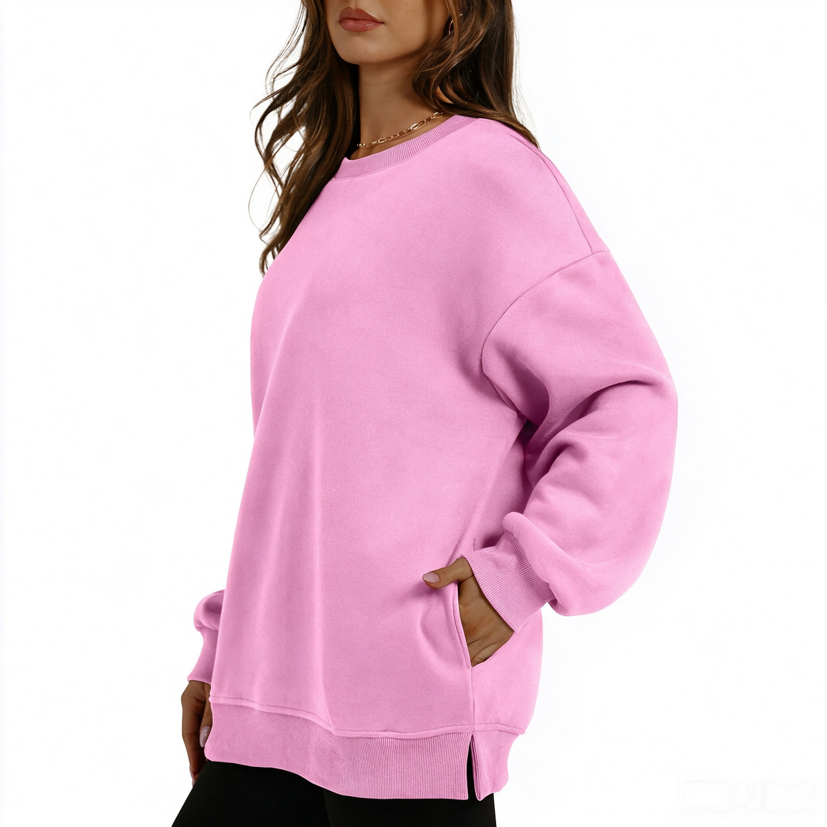 Women's long-sleeve sweatshirt with fleece lining and extra thickness