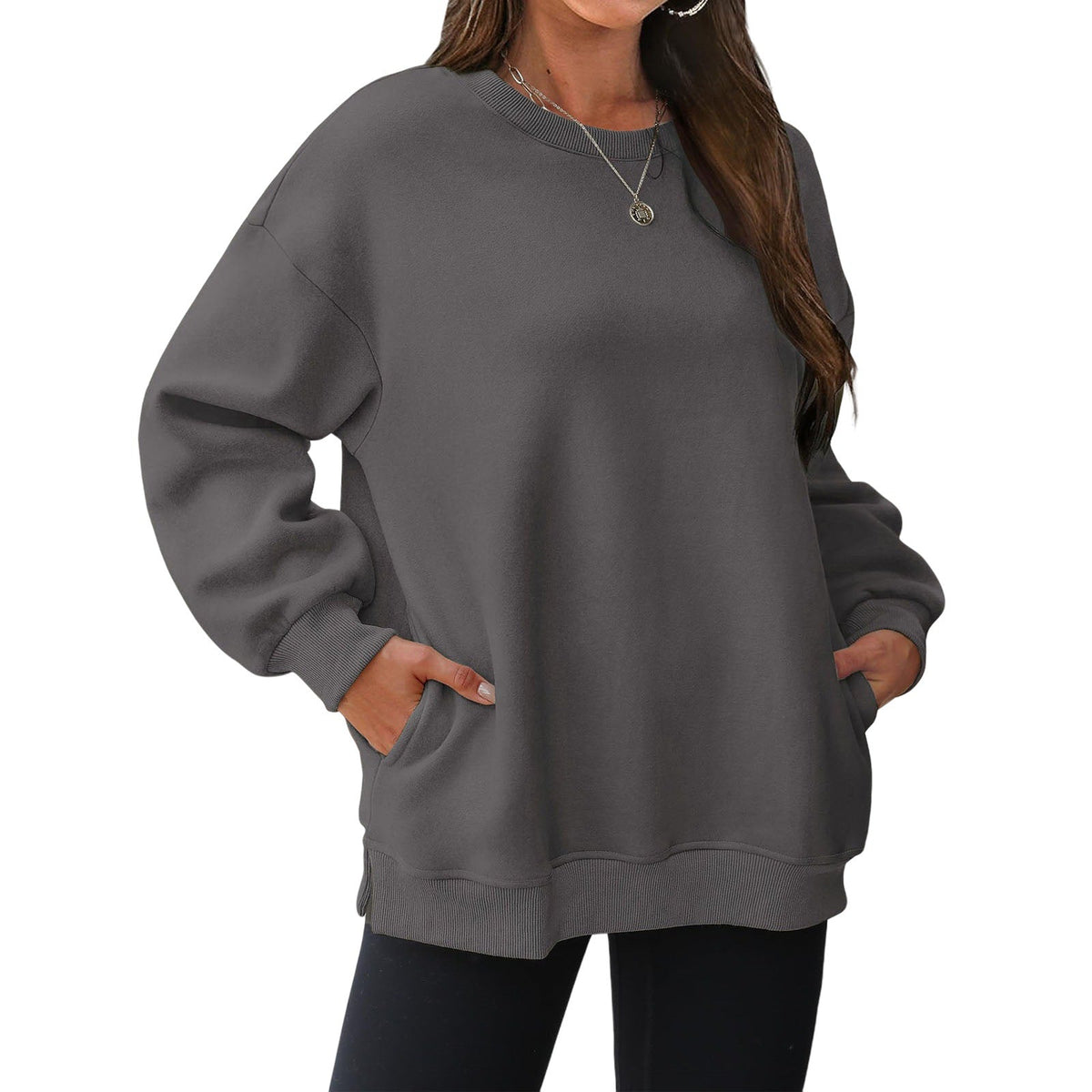 Women's long-sleeve sweatshirt with fleece lining and extra thickness