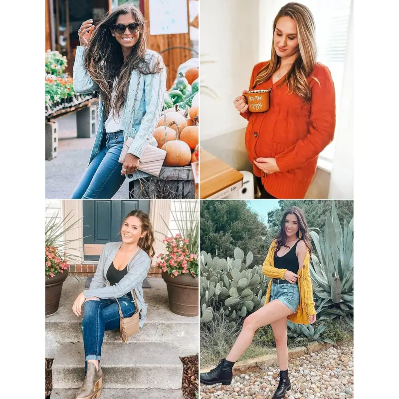 Women’s Cable-Knit Button-Front Cardigan – Cozy Relaxed Fit for Fall & Winter