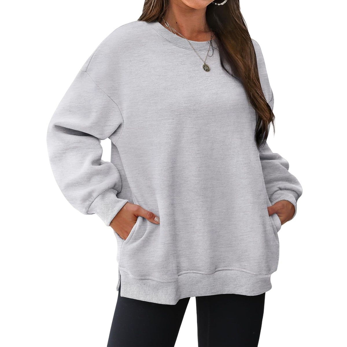 Women's long-sleeve sweatshirt with fleece lining and extra thickness