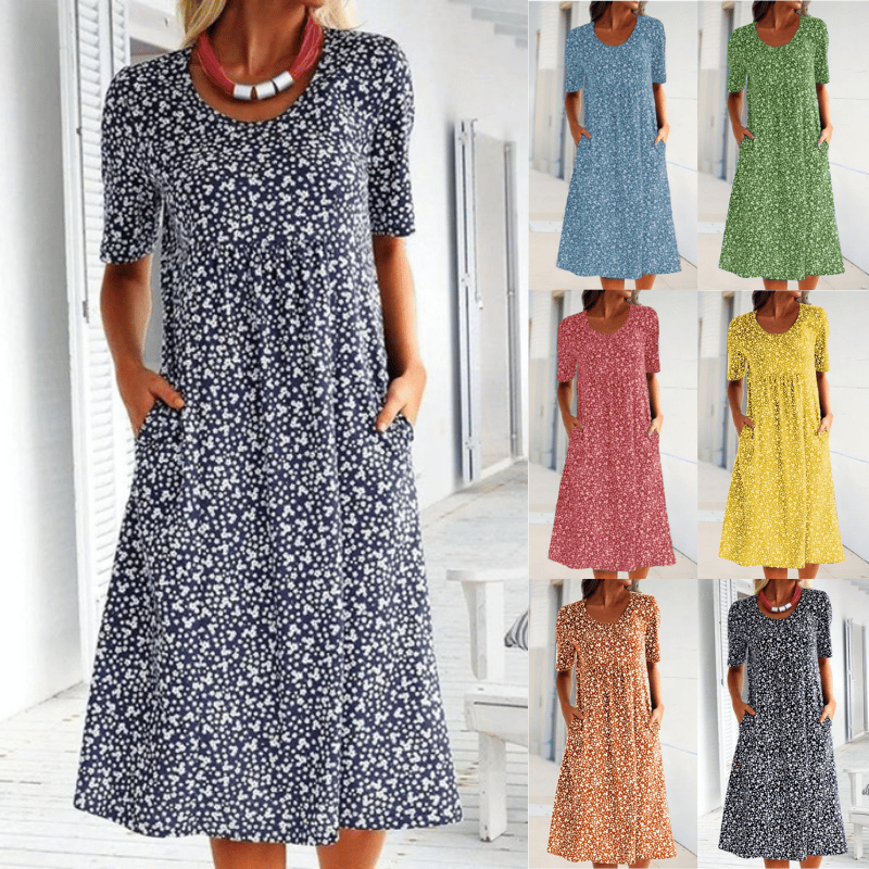 Women's floral maxi dress detail view 1