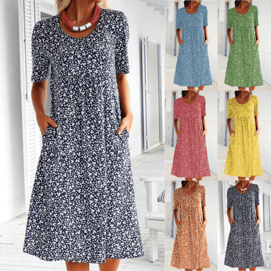 Women's floral maxi dress detail view 1
