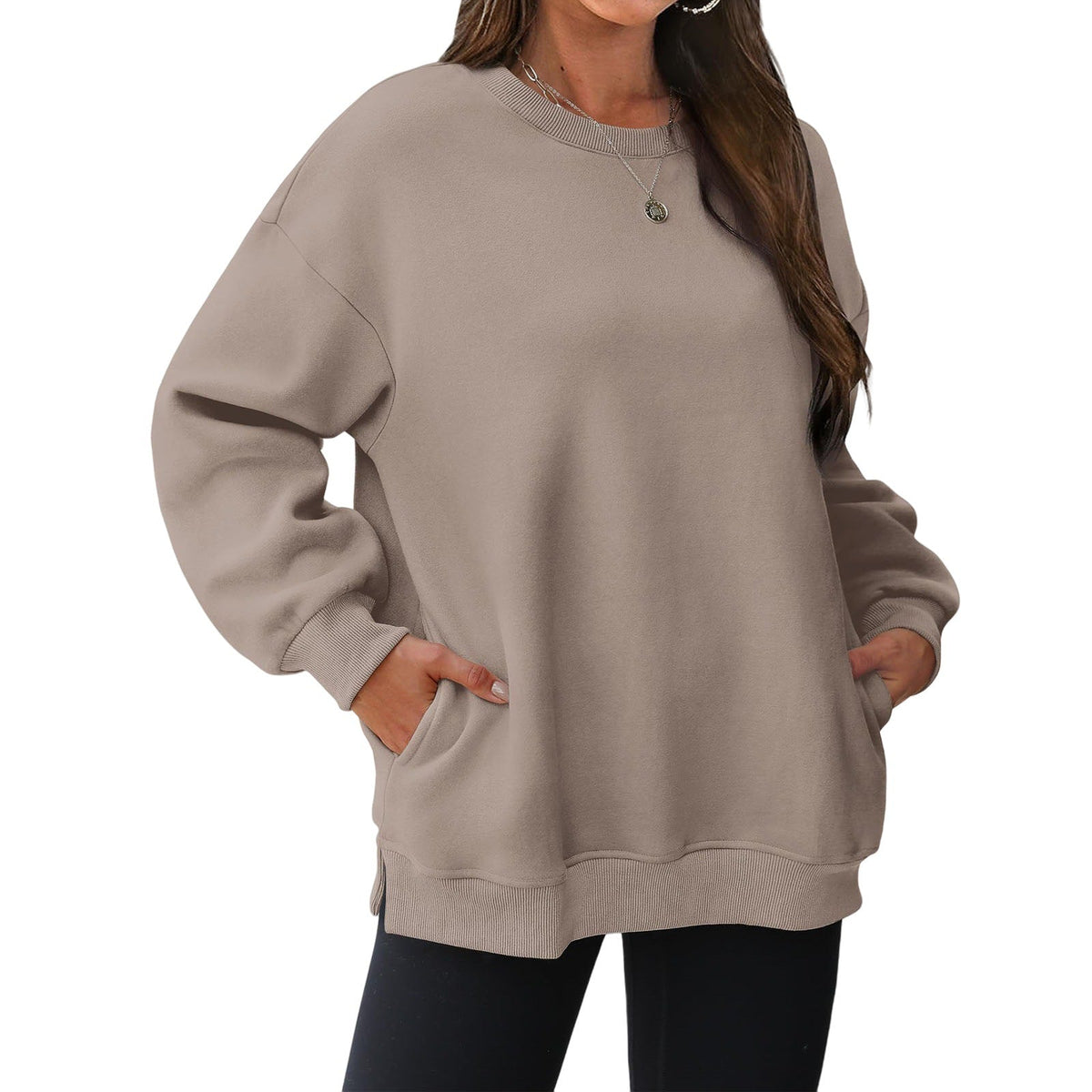 Women's long-sleeve sweatshirt with fleece lining and extra thickness