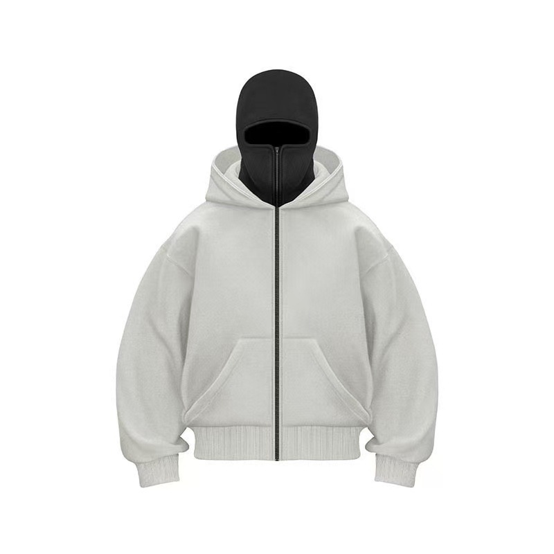 Unisex Fleece-Lined Full-Zip Hoodie with Built-In Face Cover