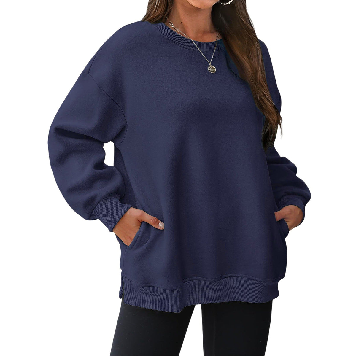 Women's long-sleeve sweatshirt with fleece lining and extra thickness