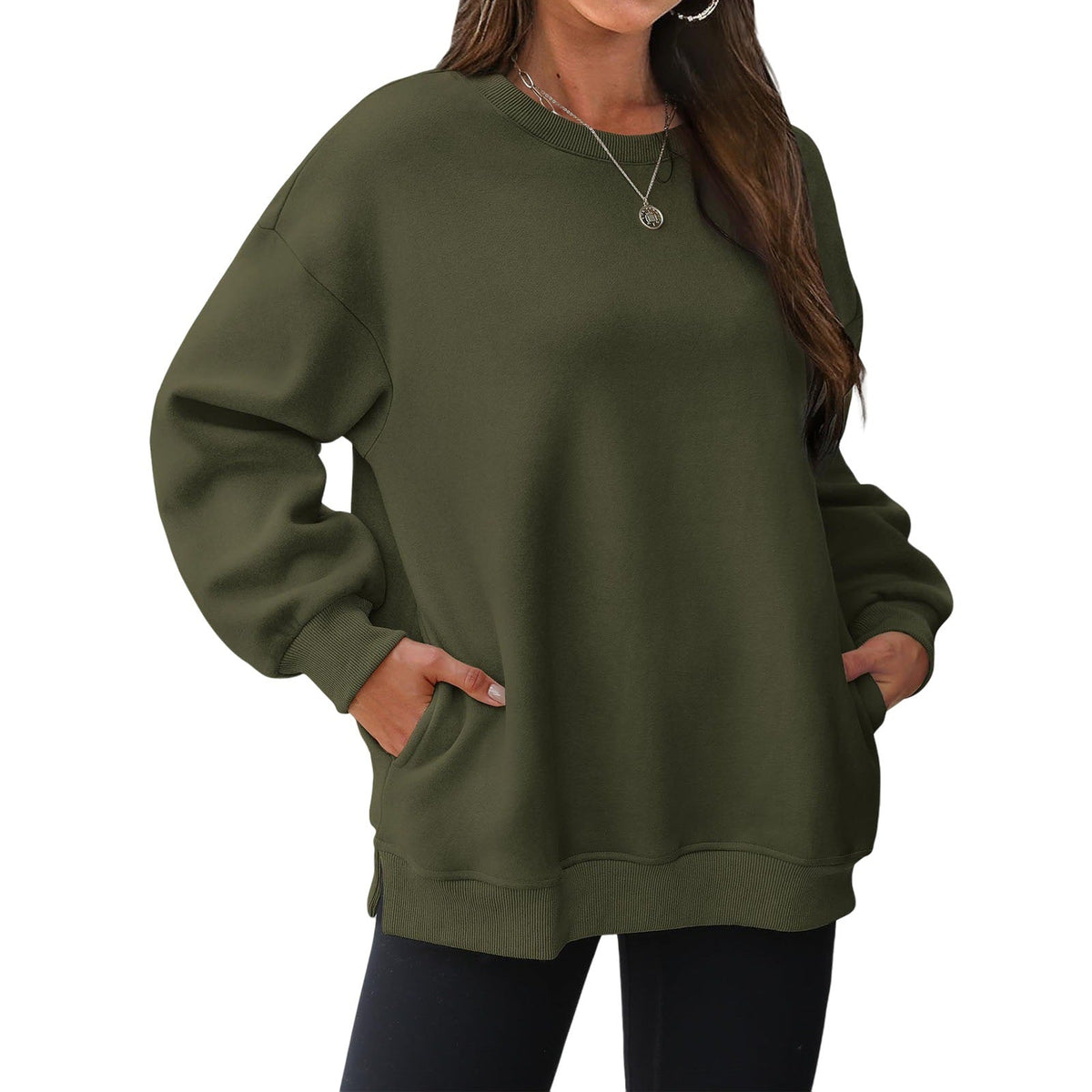 Women's long-sleeve sweatshirt with fleece lining and extra thickness