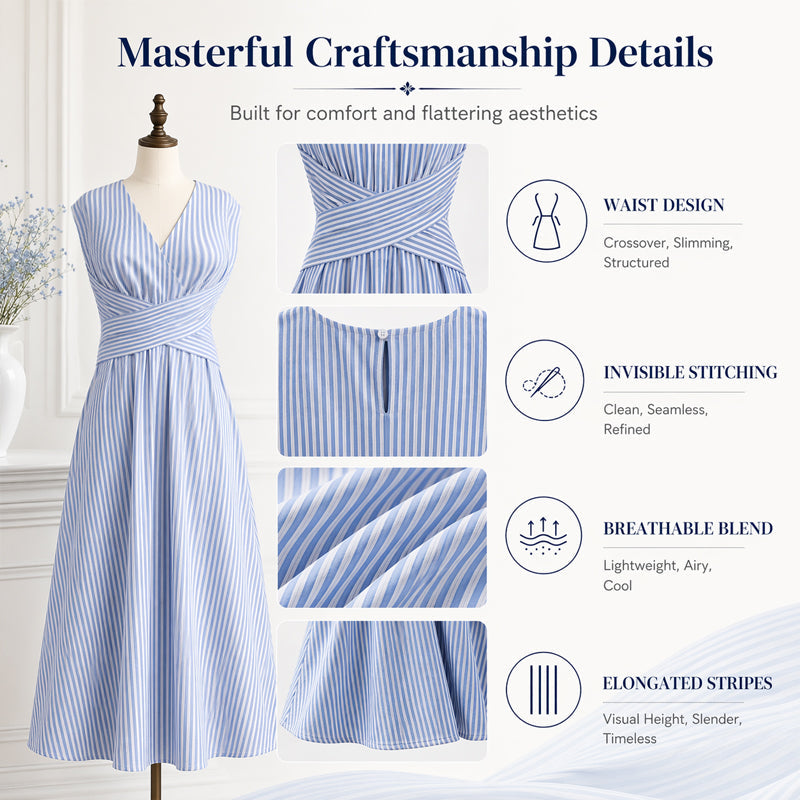 🎀👗Women's Elegant Sleeveless Ruched Midi Dress