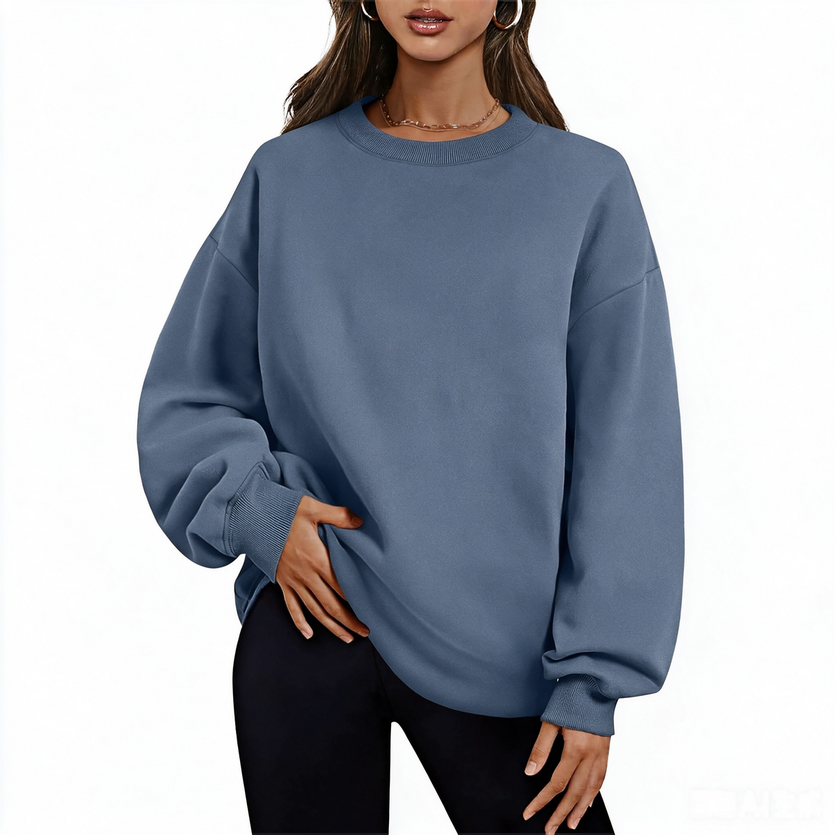 Women's long-sleeve sweatshirt with fleece lining and extra thickness