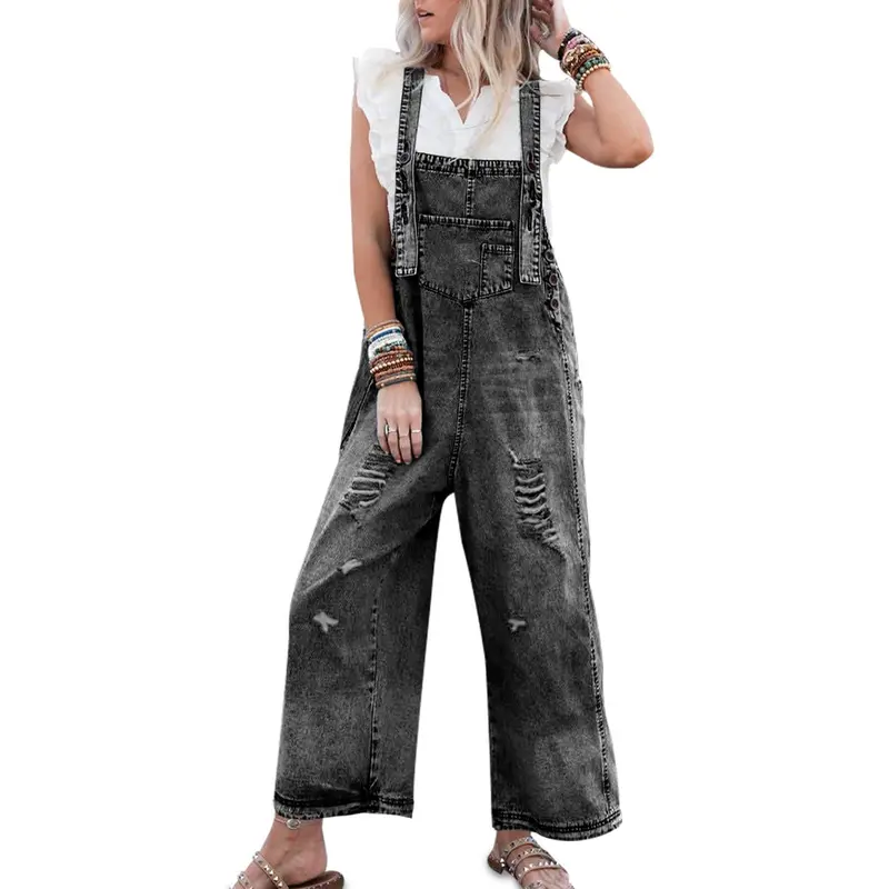 Women’s Relaxed-Fit Denim Overalls with Adjustable Straps