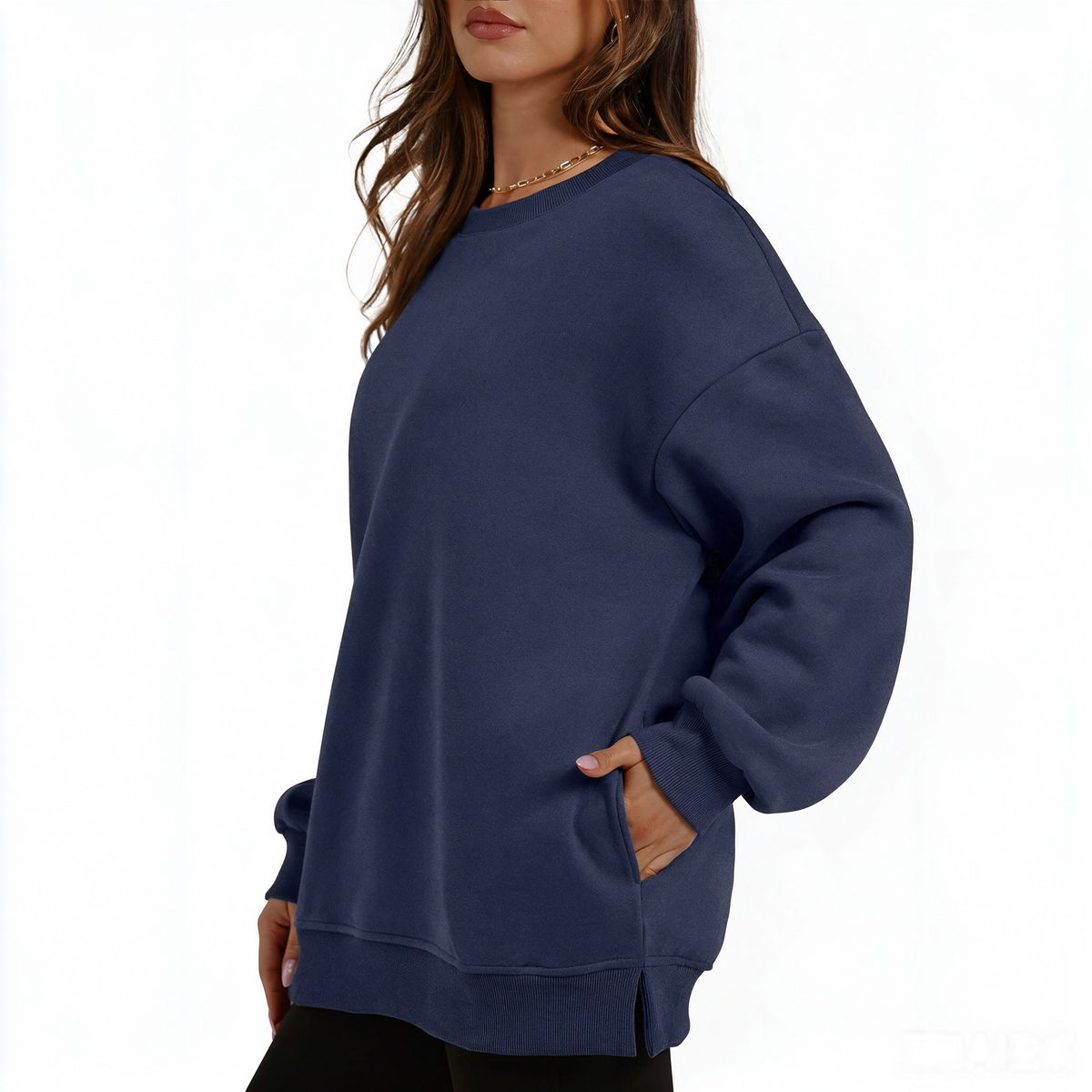 Women's long-sleeve sweatshirt with fleece lining and extra thickness