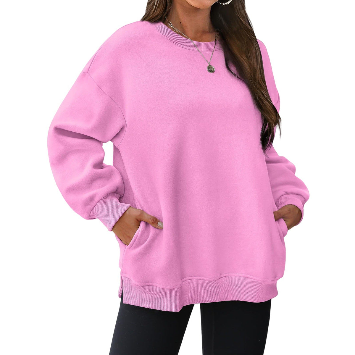 Women's long-sleeve sweatshirt with fleece lining and extra thickness