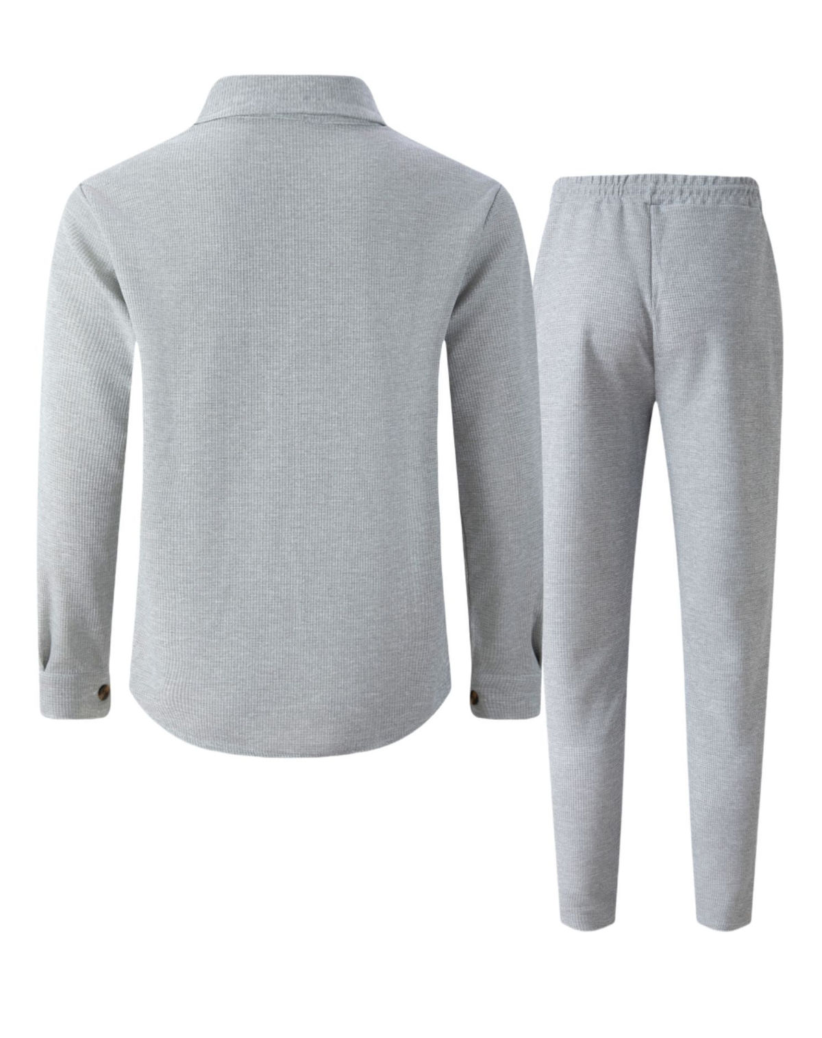 Men’s Textured Knit Shirt & Drawstring Pants Set – Casual Two-Piece Outfit