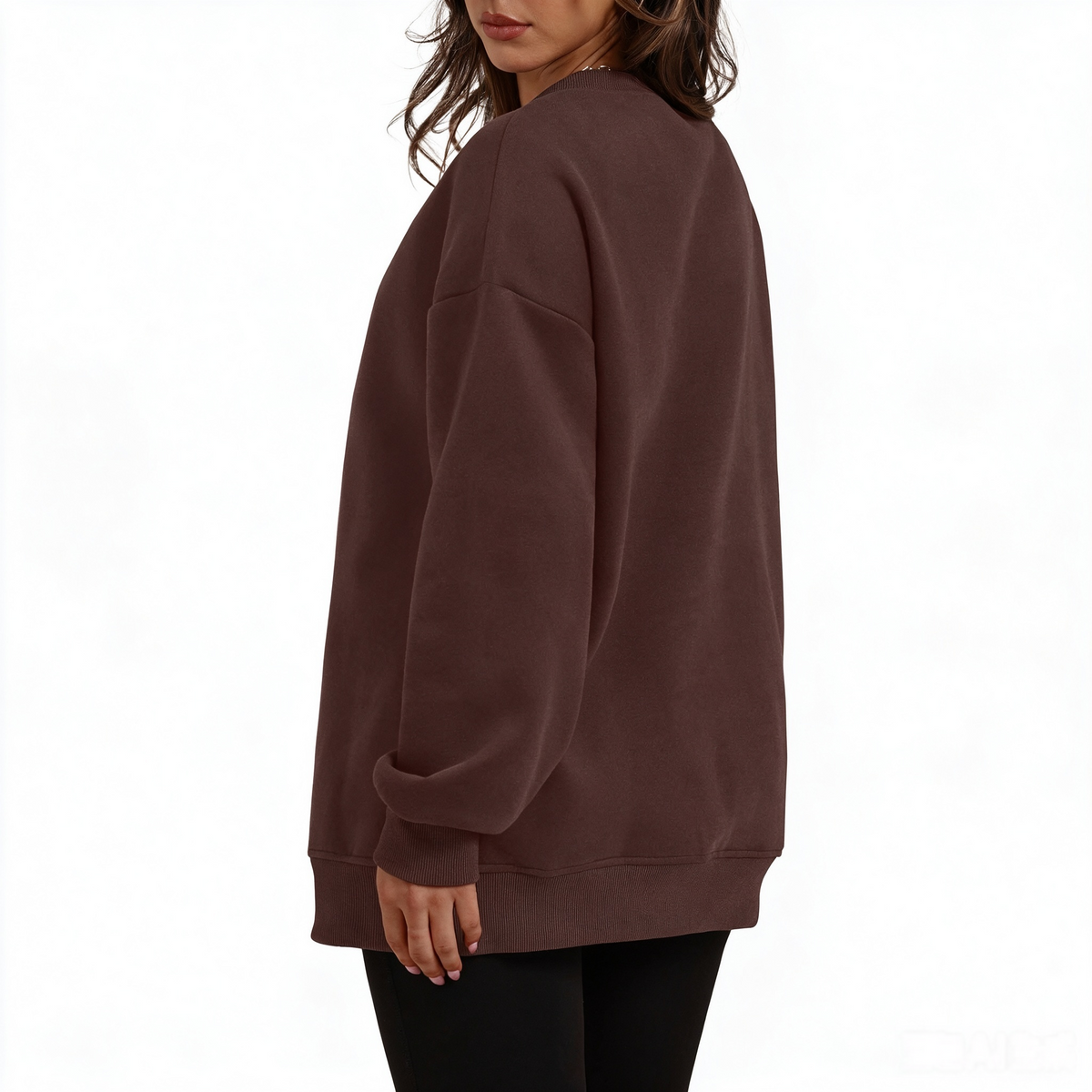 Women's long-sleeve sweatshirt with fleece lining and extra thickness