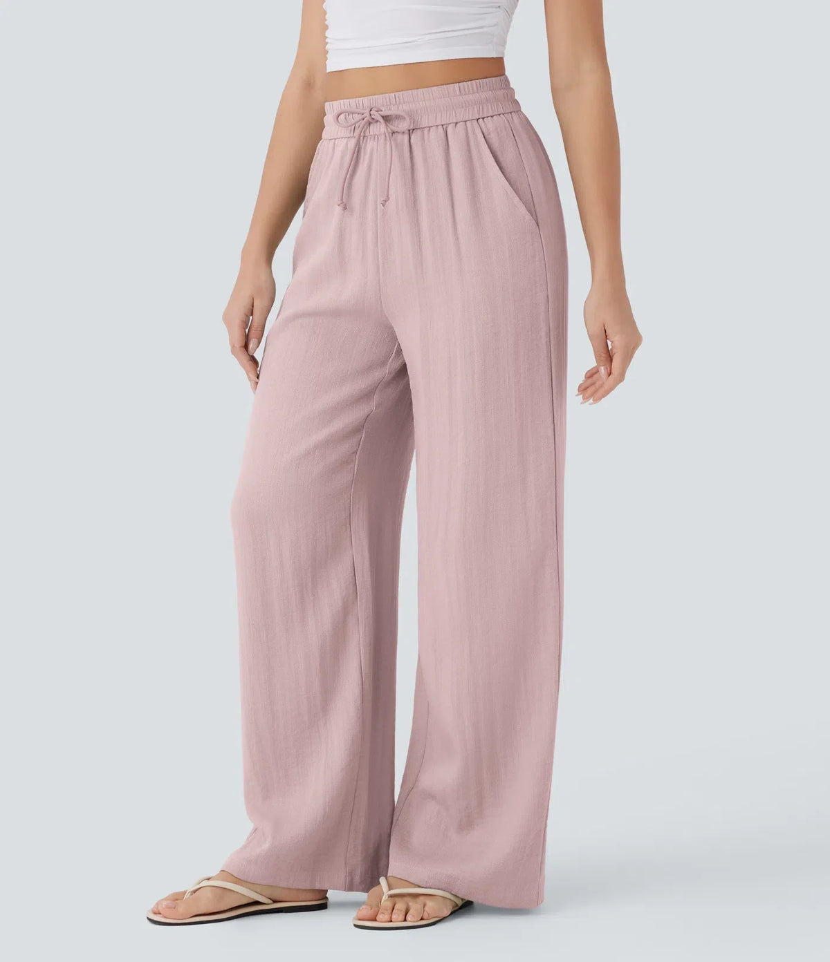 Women's Lightweight Linen-Blend Wide Leg Pants