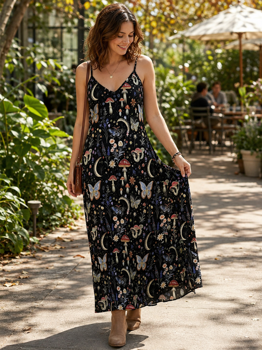 Women's Boho Printed Adjustable-Strap Maxi Dress – Sizes S–5XL