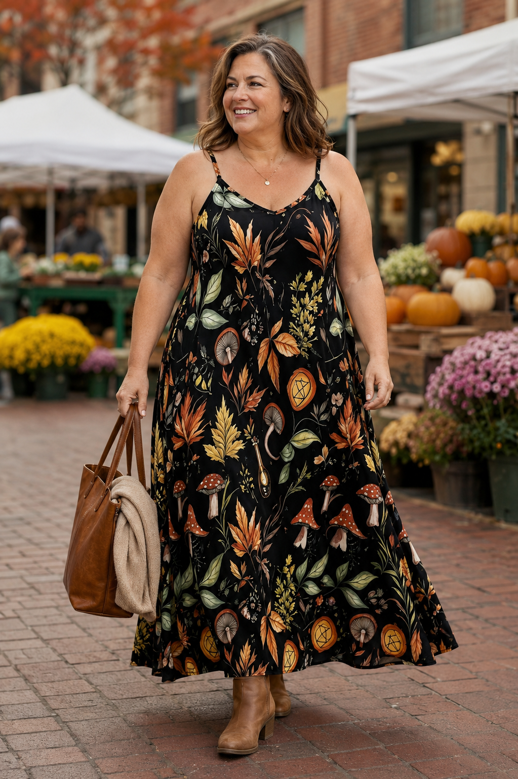 Women's Boho Printed Adjustable-Strap Maxi Dress – Sizes S–5XL