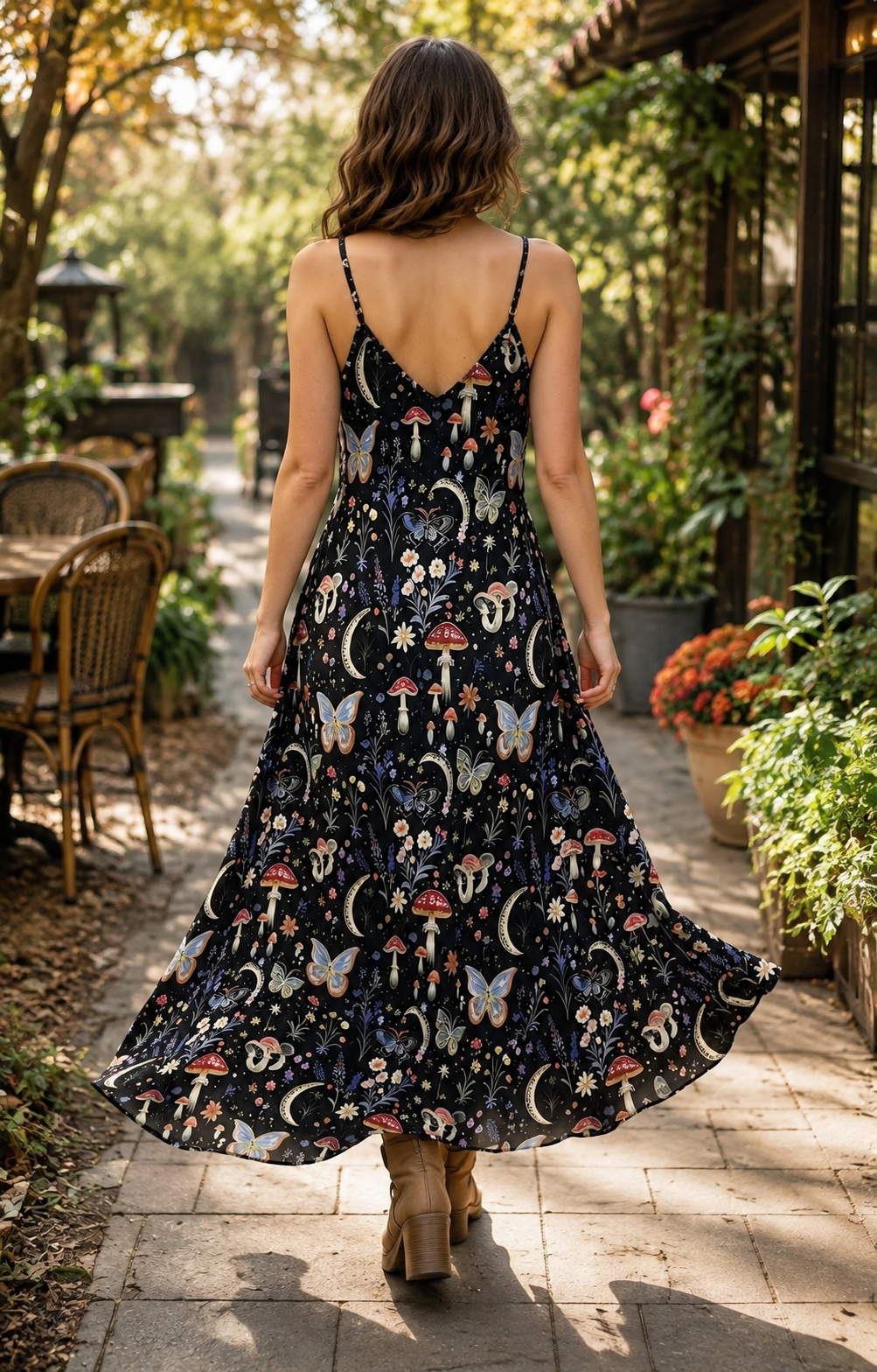 Women's Boho Printed Adjustable-Strap Maxi Dress – Sizes S–5XL