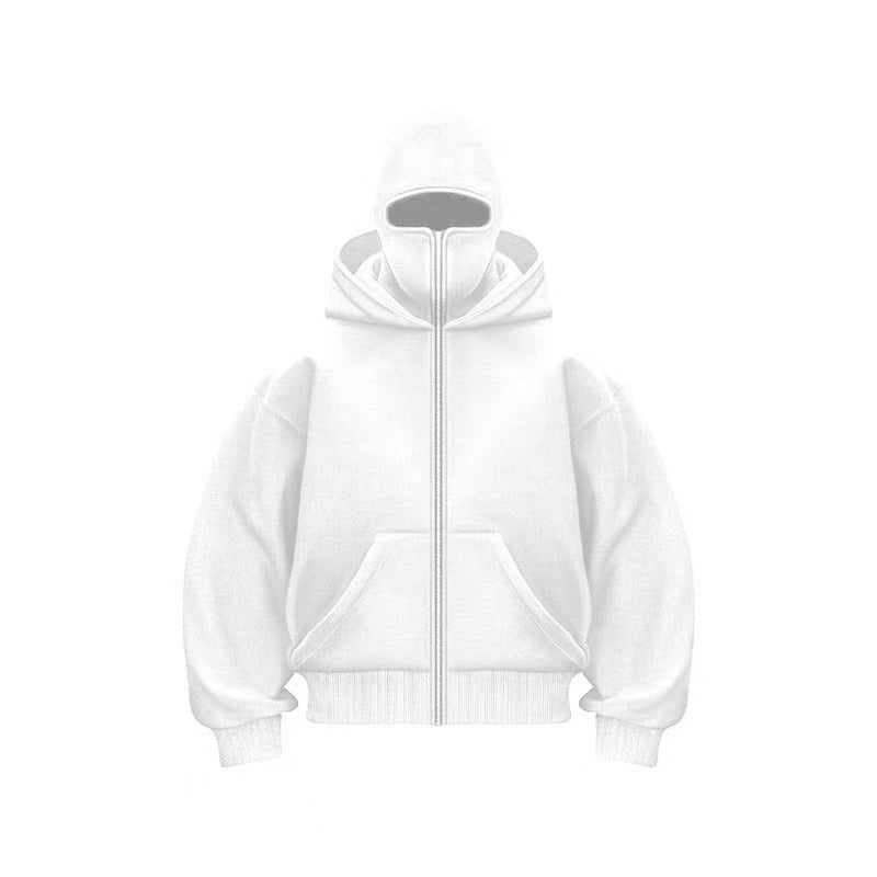 Unisex Fleece-Lined Full-Zip Hoodie with Built-In Face Cover