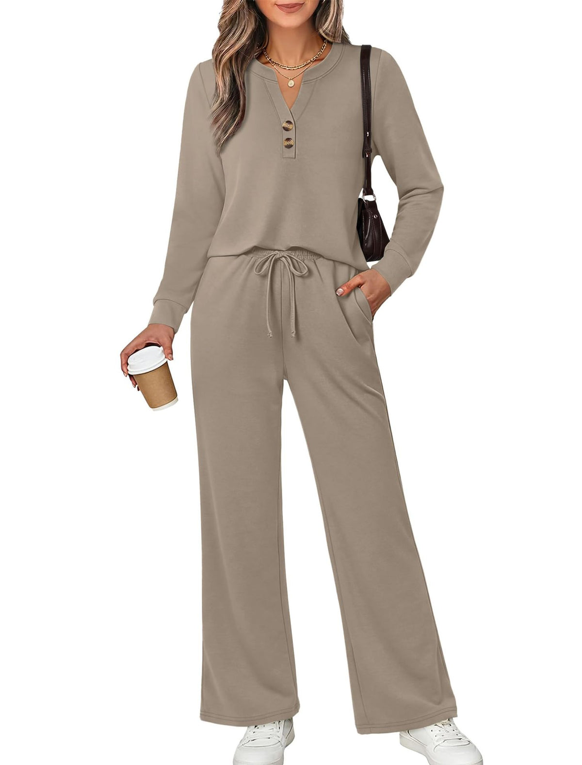 Fall & Winter Casual Two-Piece Set – Long-Sleeve Shirt & Wide-Leg Pants