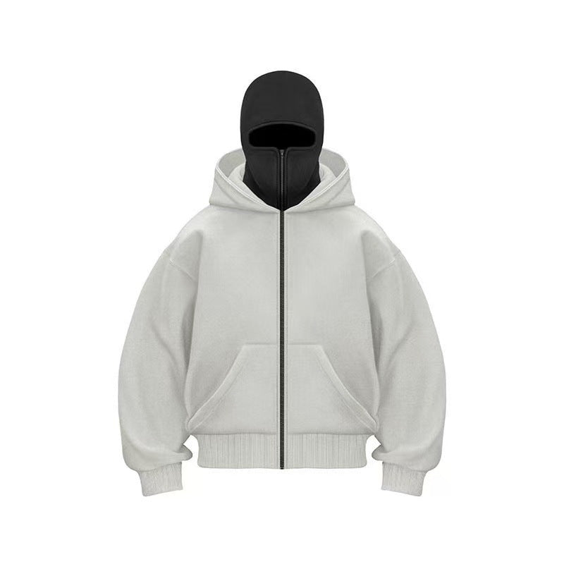 Unisex Fleece-Lined Full-Zip Hoodie with Built-In Face Cover