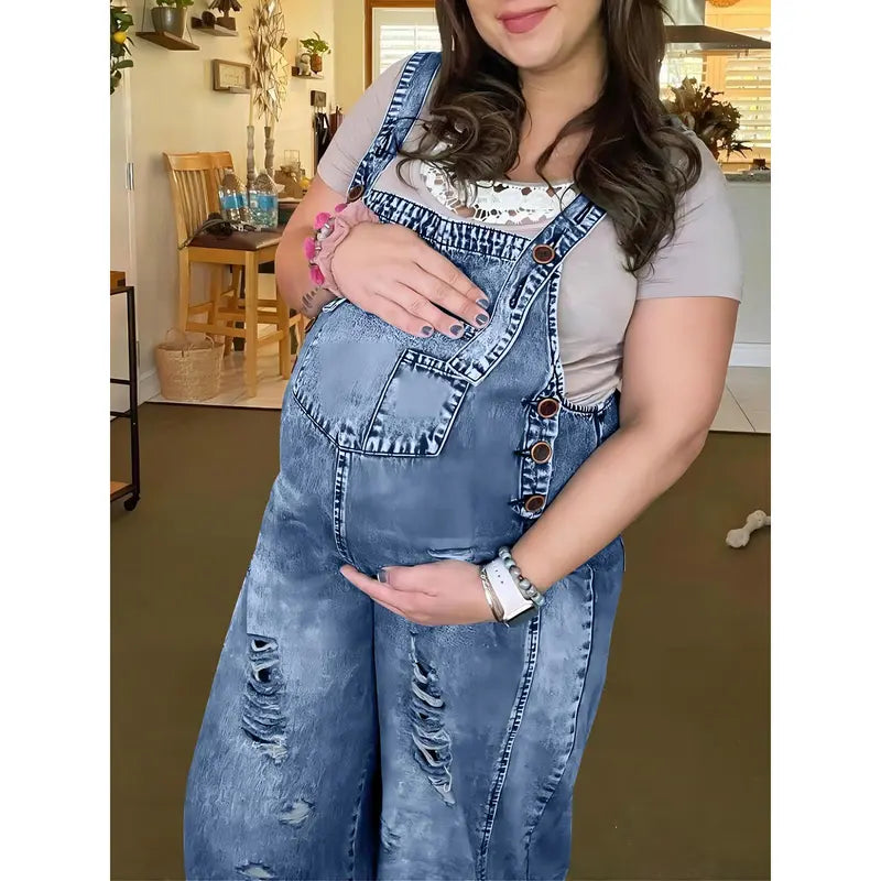 Women’s Relaxed-Fit Denim Overalls with Adjustable Straps