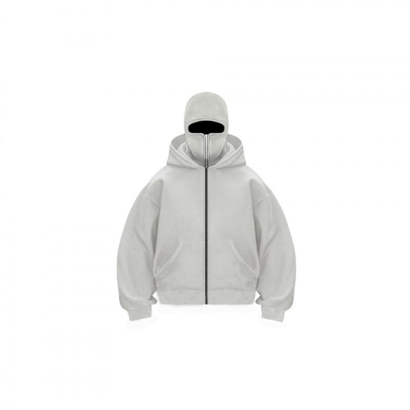 Unisex Fleece-Lined Full-Zip Hoodie with Built-In Face Cover