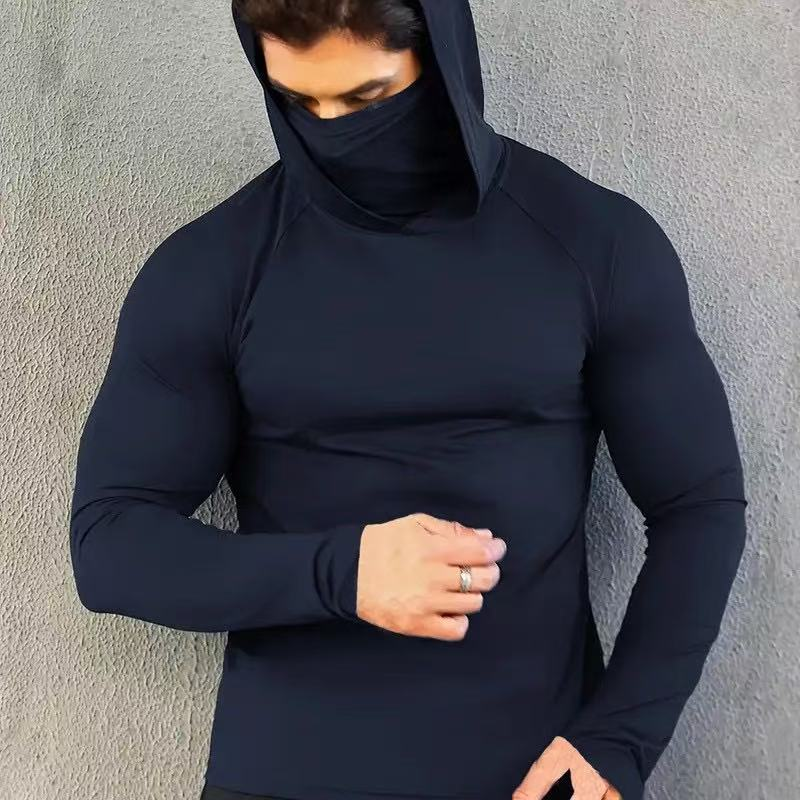 UPF 50+ Long-Sleeve Sun-Protection Hoodie (with Sleeve Pocket and Face Mask)