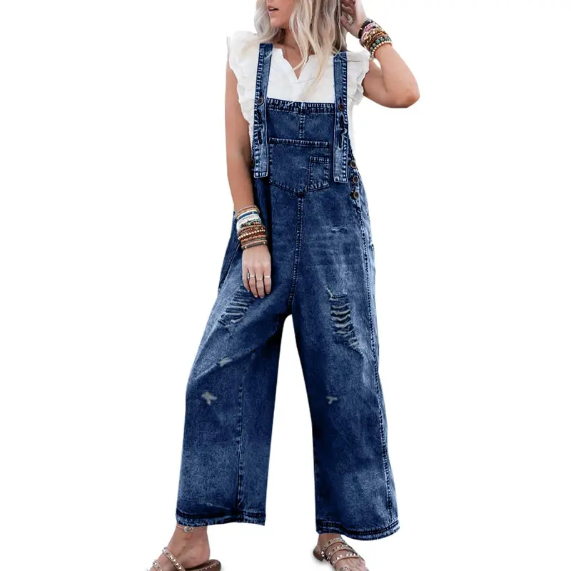 Women’s Relaxed-Fit Denim Overalls with Adjustable Straps