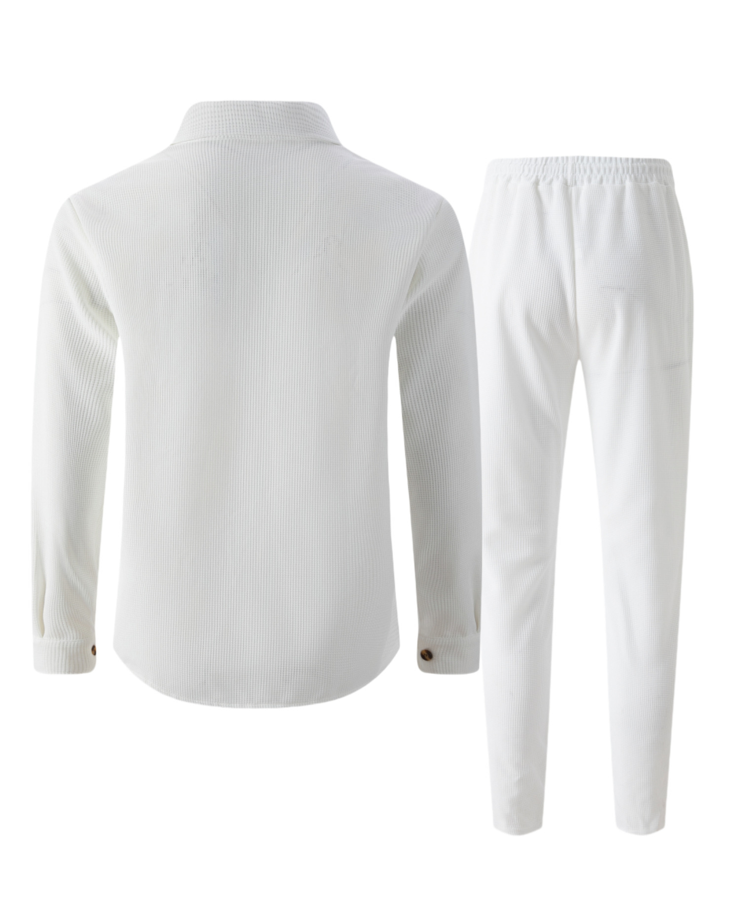 Men’s Textured Knit Shirt & Drawstring Pants Set – Casual Two-Piece Outfit