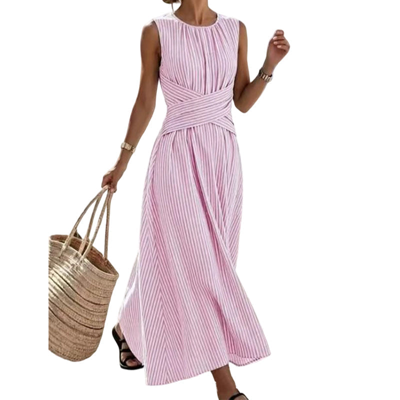 🎀👗Women's Elegant Sleeveless Ruched Midi Dress
