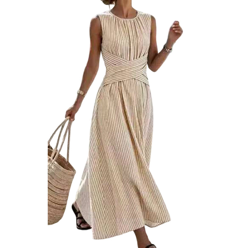 🎀👗Women's Elegant Sleeveless Ruched Midi Dress