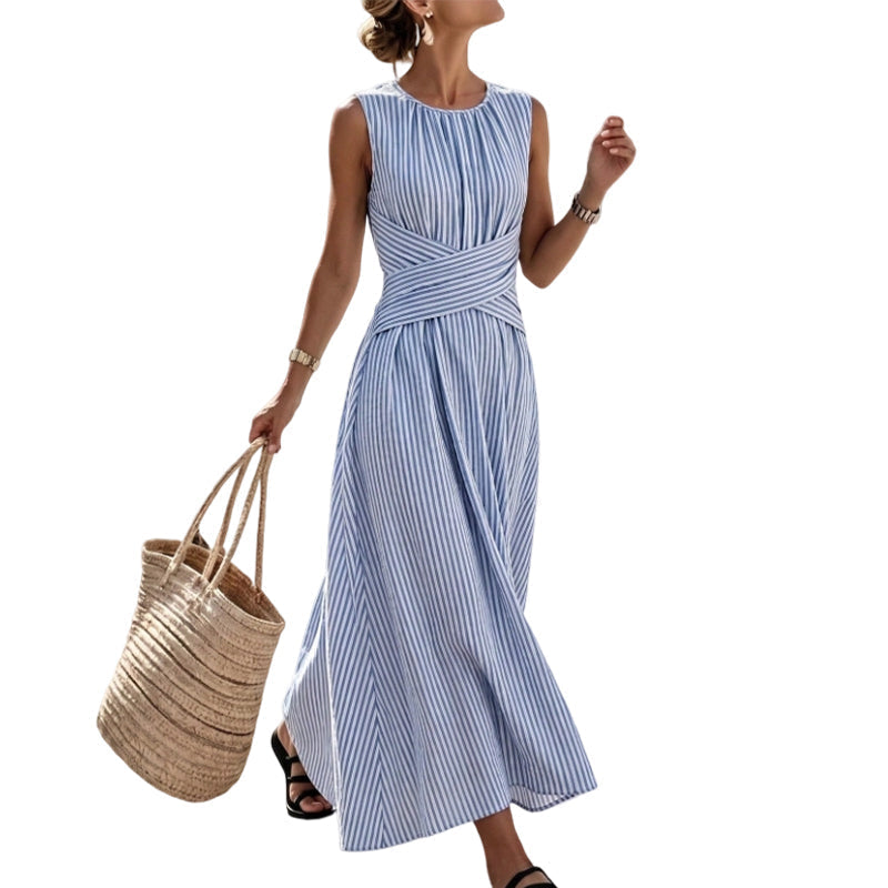 🎀👗Women's Elegant Sleeveless Ruched Midi Dress